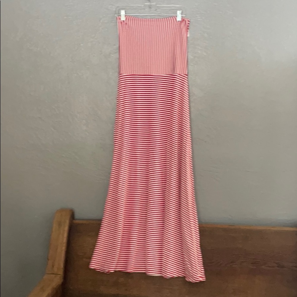 Red & white maxi dress